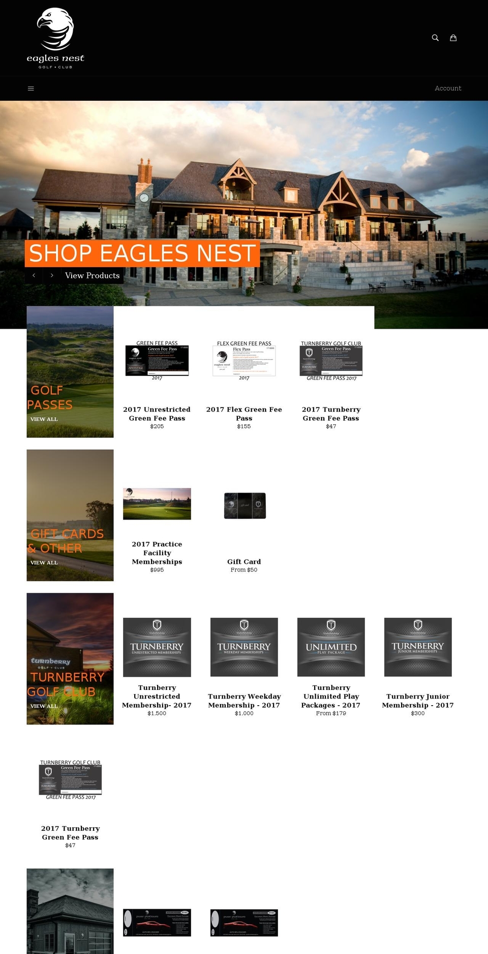 shopeaglesnestgolf.com shopify website screenshot