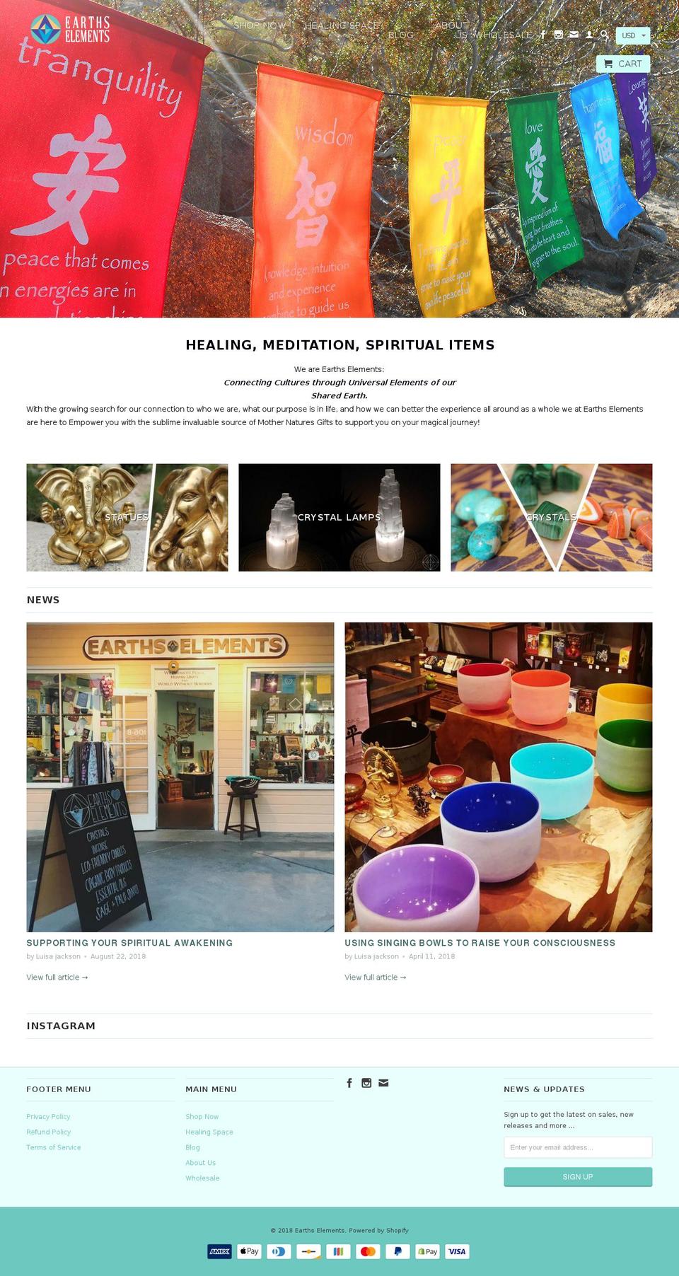 shopearthselements.com shopify website screenshot