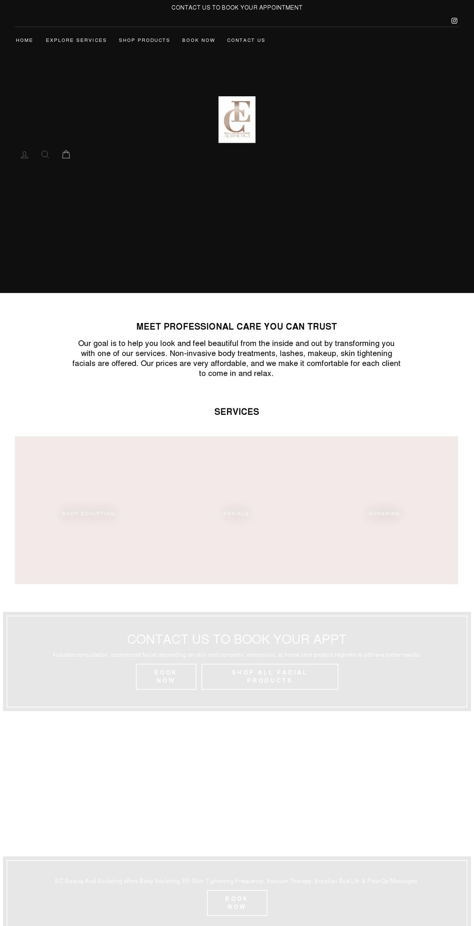 shopecbeauty.com shopify website screenshot