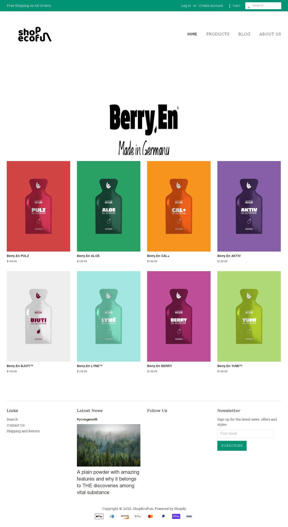 shopecofun.com shopify website screenshot