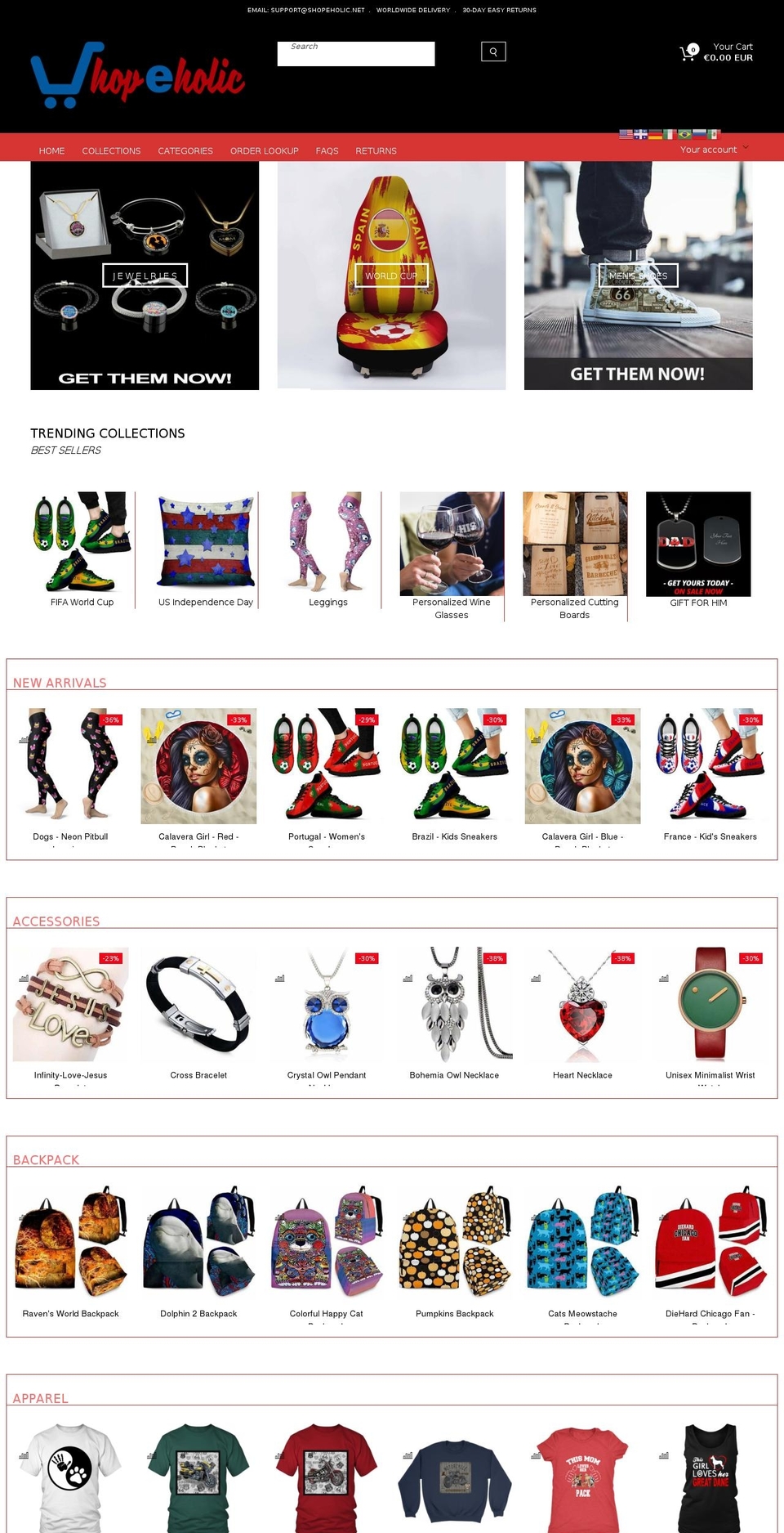 shopeholic.net shopify website screenshot