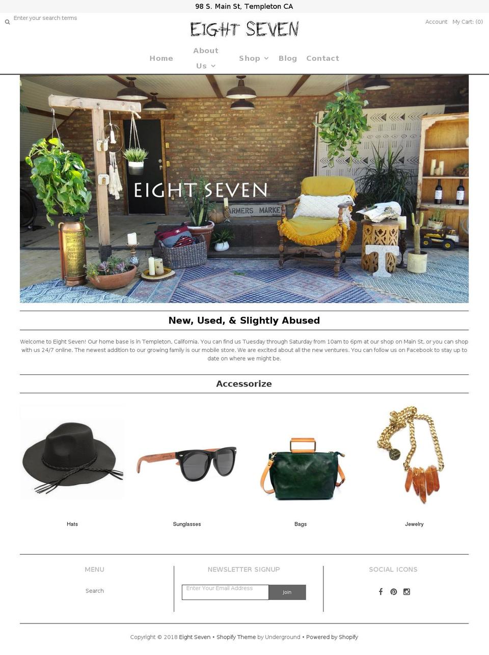 shopeightseven.com — Shopify storefront screenshot