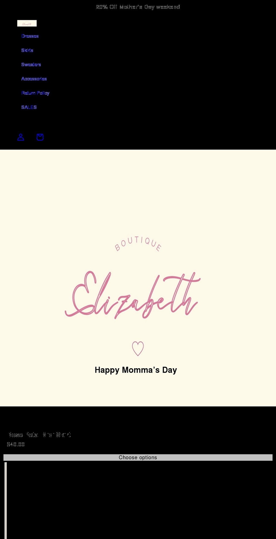 shopelizabethboutique.com shopify website screenshot