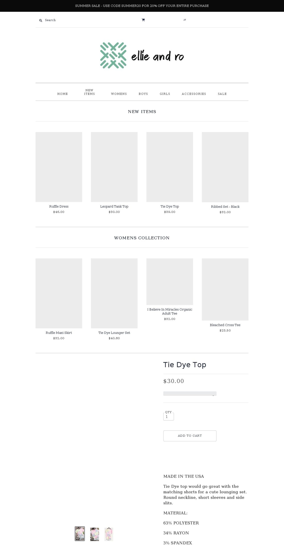 shopellieandro.com shopify website screenshot