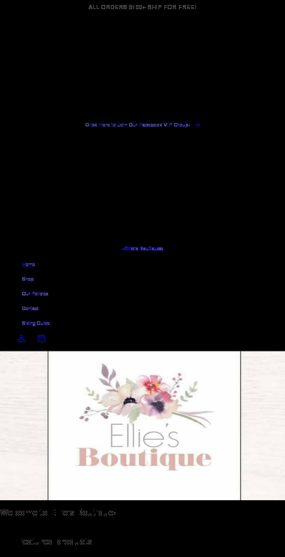 shopelliesboutique.com shopify website screenshot