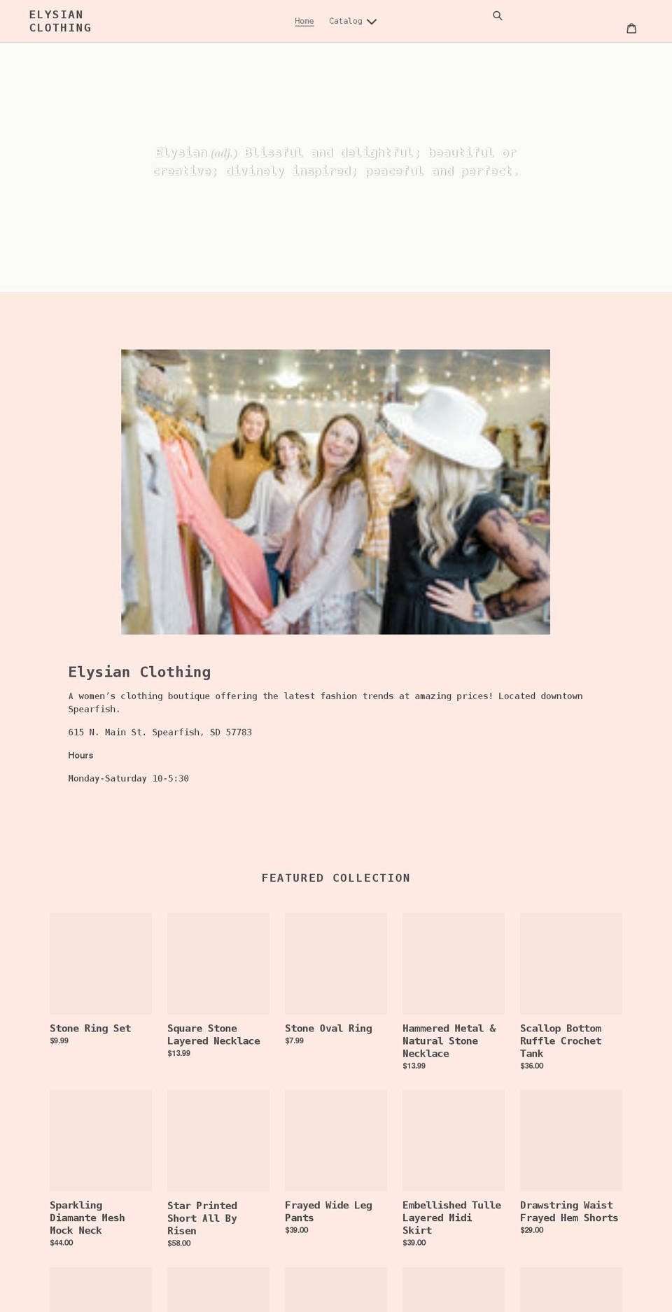 shopelysianclothing.com shopify website screenshot