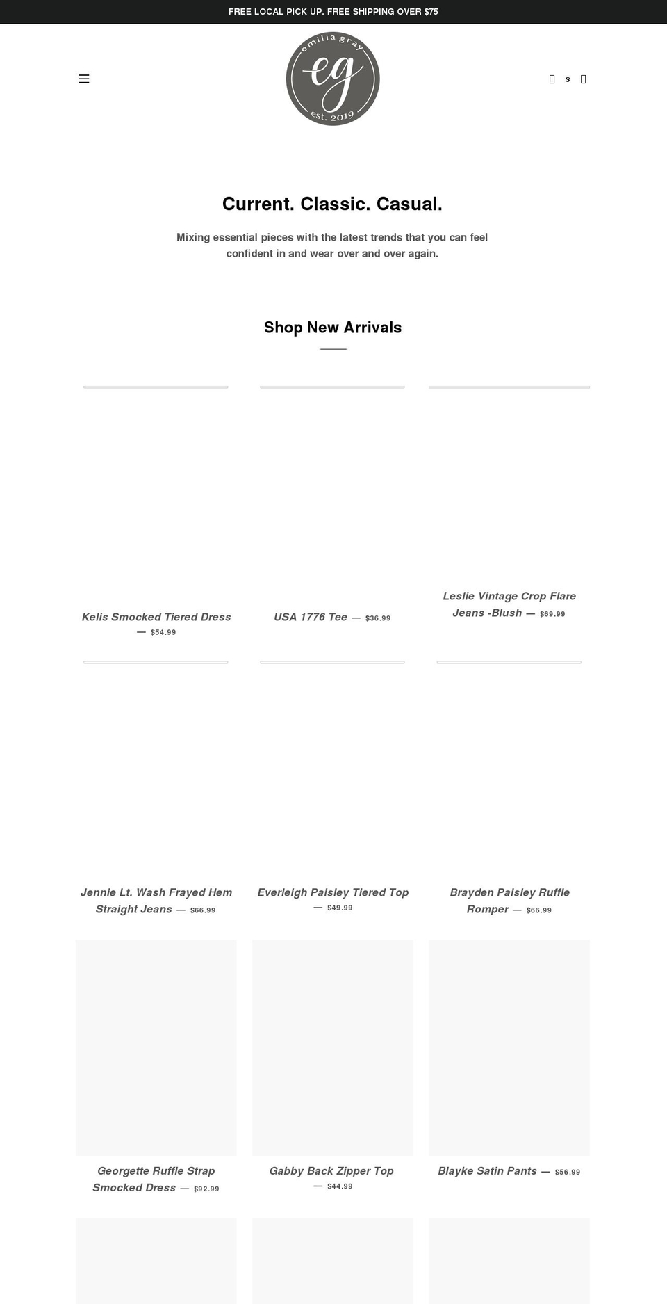 shopemiliagray.com shopify website screenshot