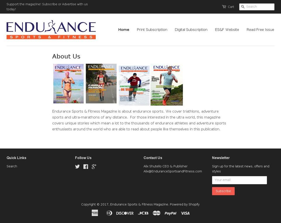 shopendurancesportsandfitness.com shopify website screenshot