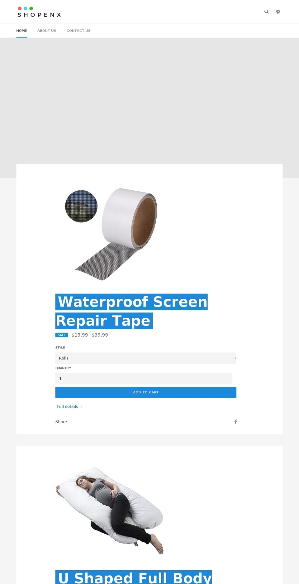 shopenx.com shopify website screenshot