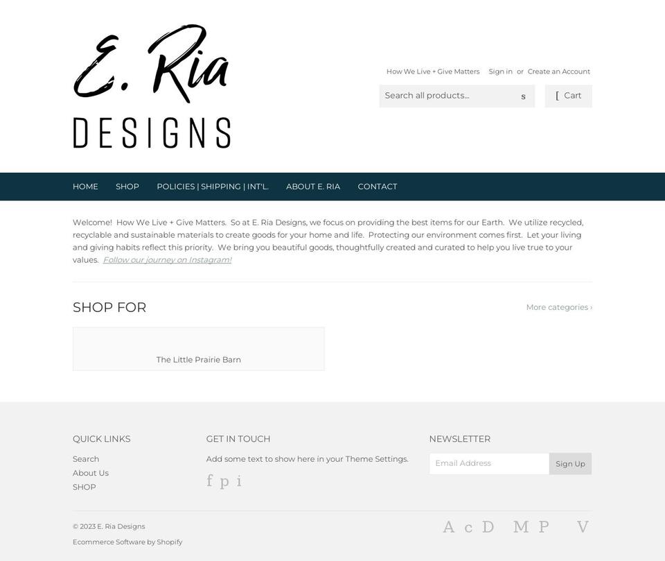 shoperiadesigns.com — Shopify storefront screenshot