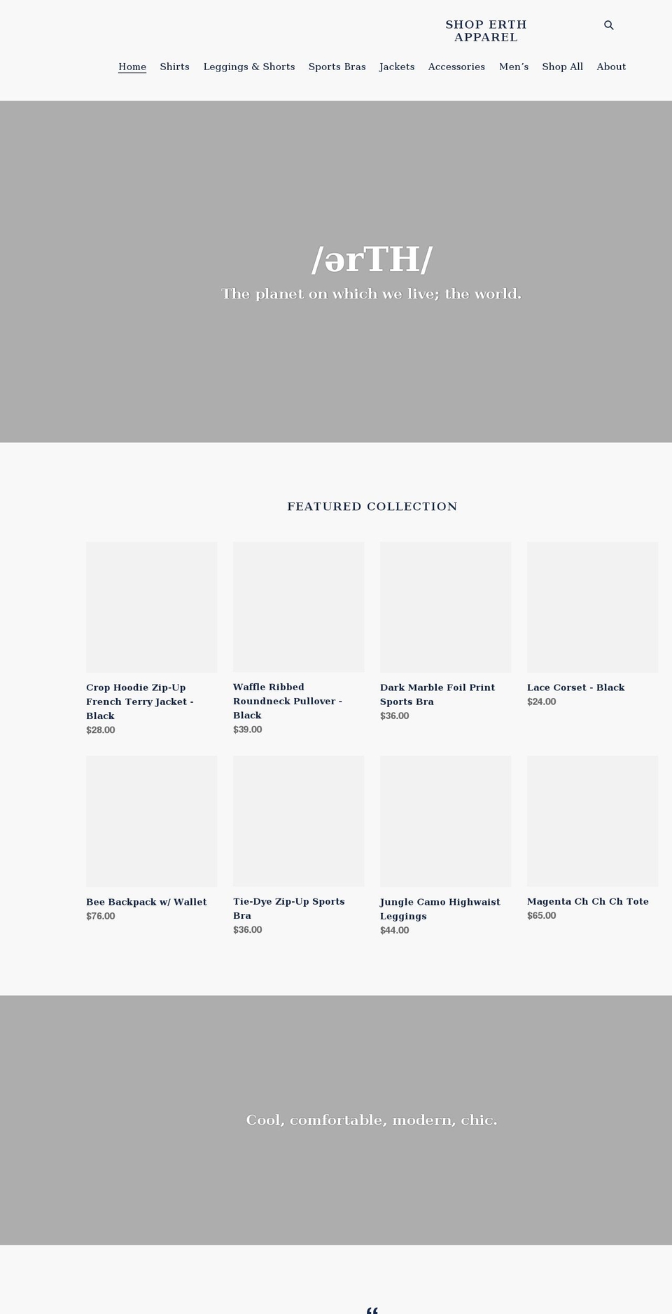 shoperthapparel.com shopify website screenshot