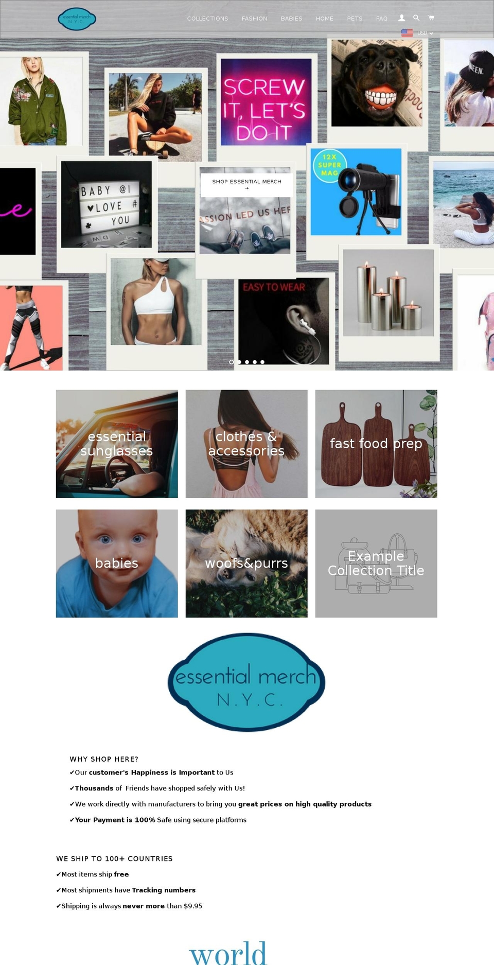 shopessentialmerch.com shopify website screenshot