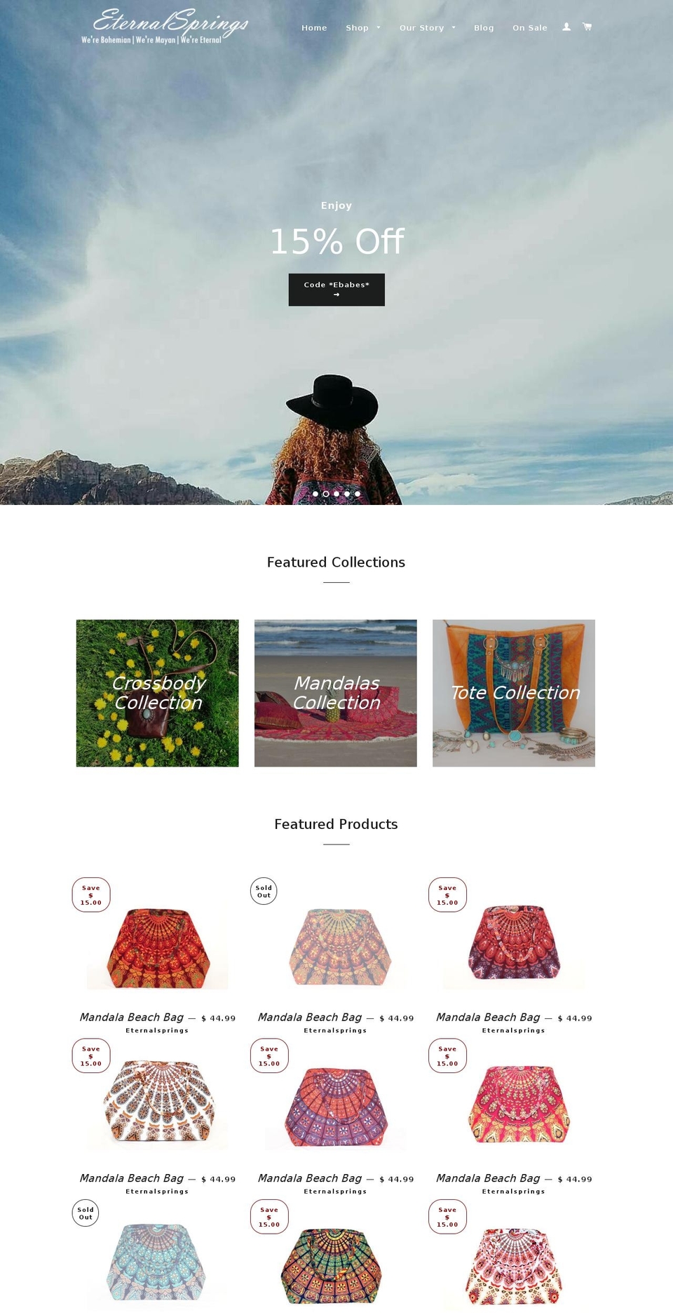 shopeternalsprings.com shopify website screenshot