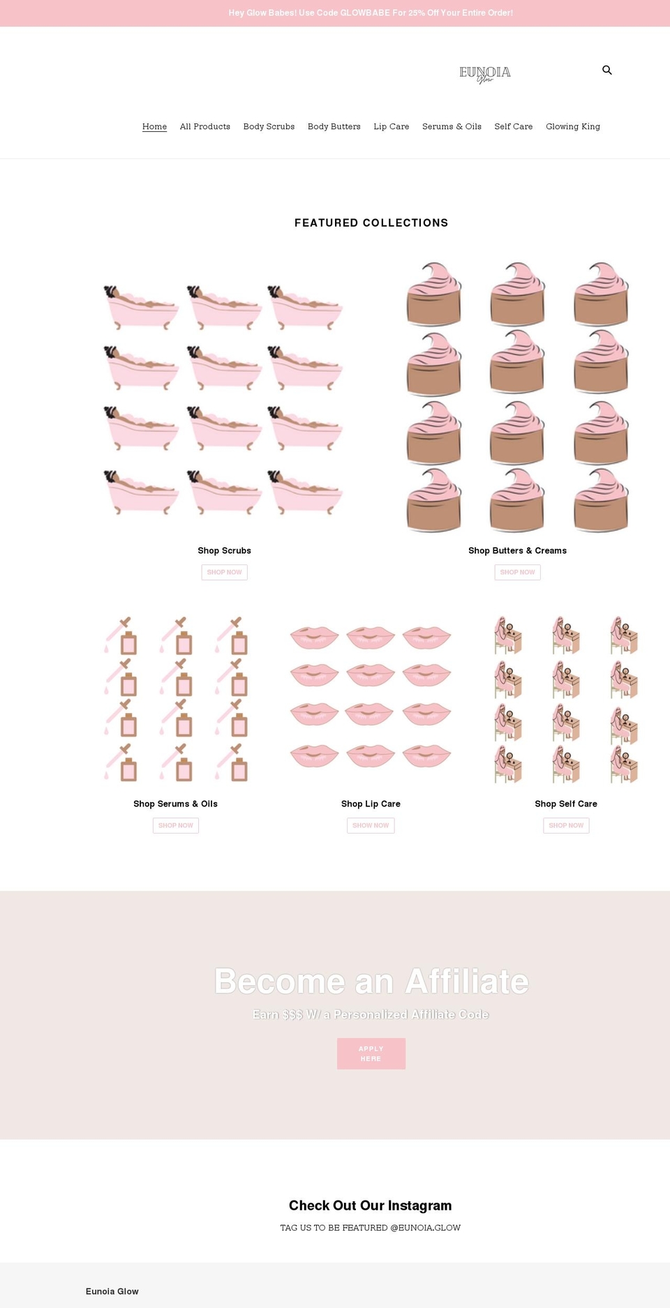 shopeunoiaglow.com shopify website screenshot