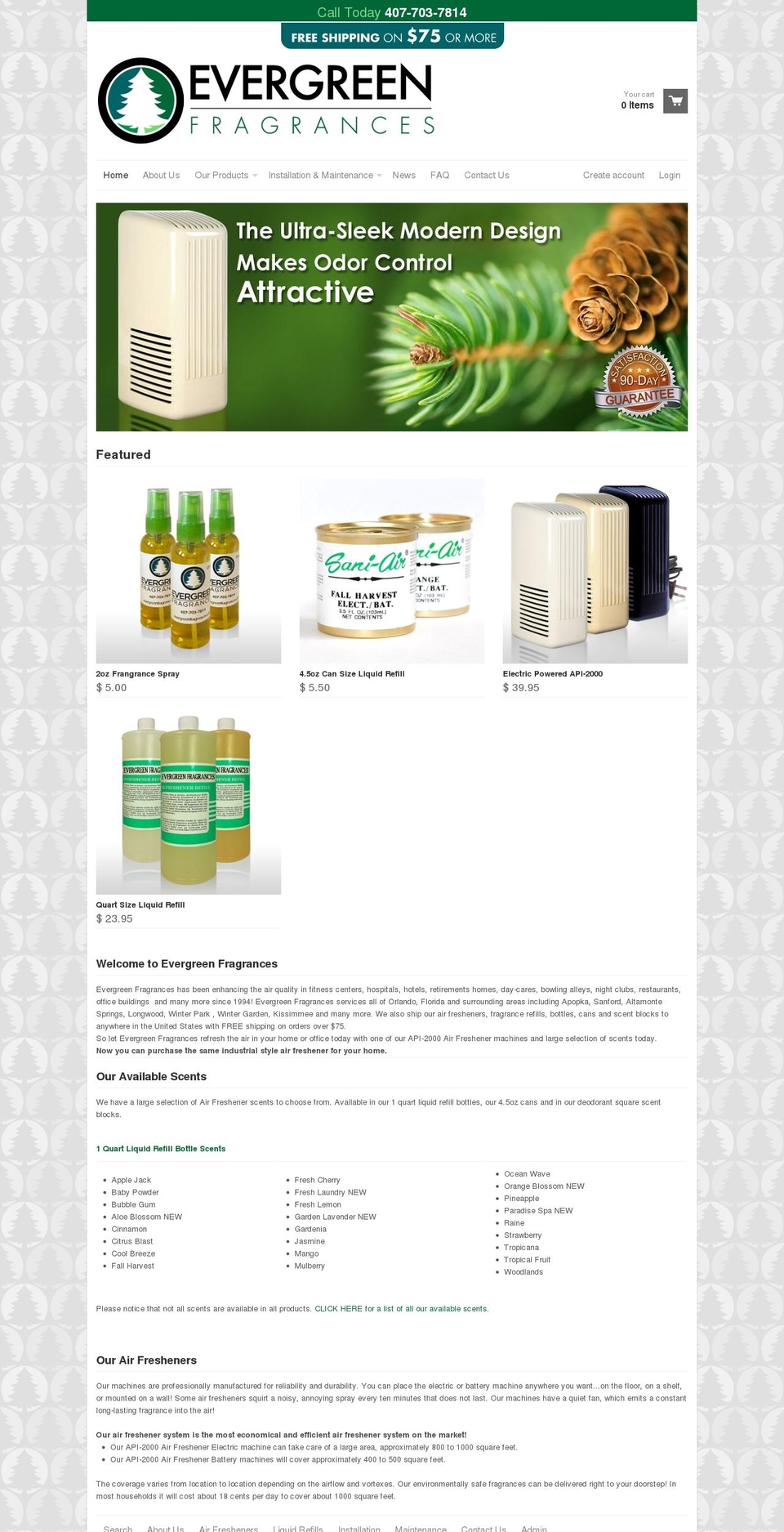 shopevergreenairfresheners.com — Shopify storefront screenshot