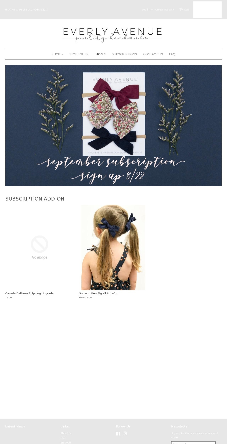 shopeverlyavenue.com shopify website screenshot