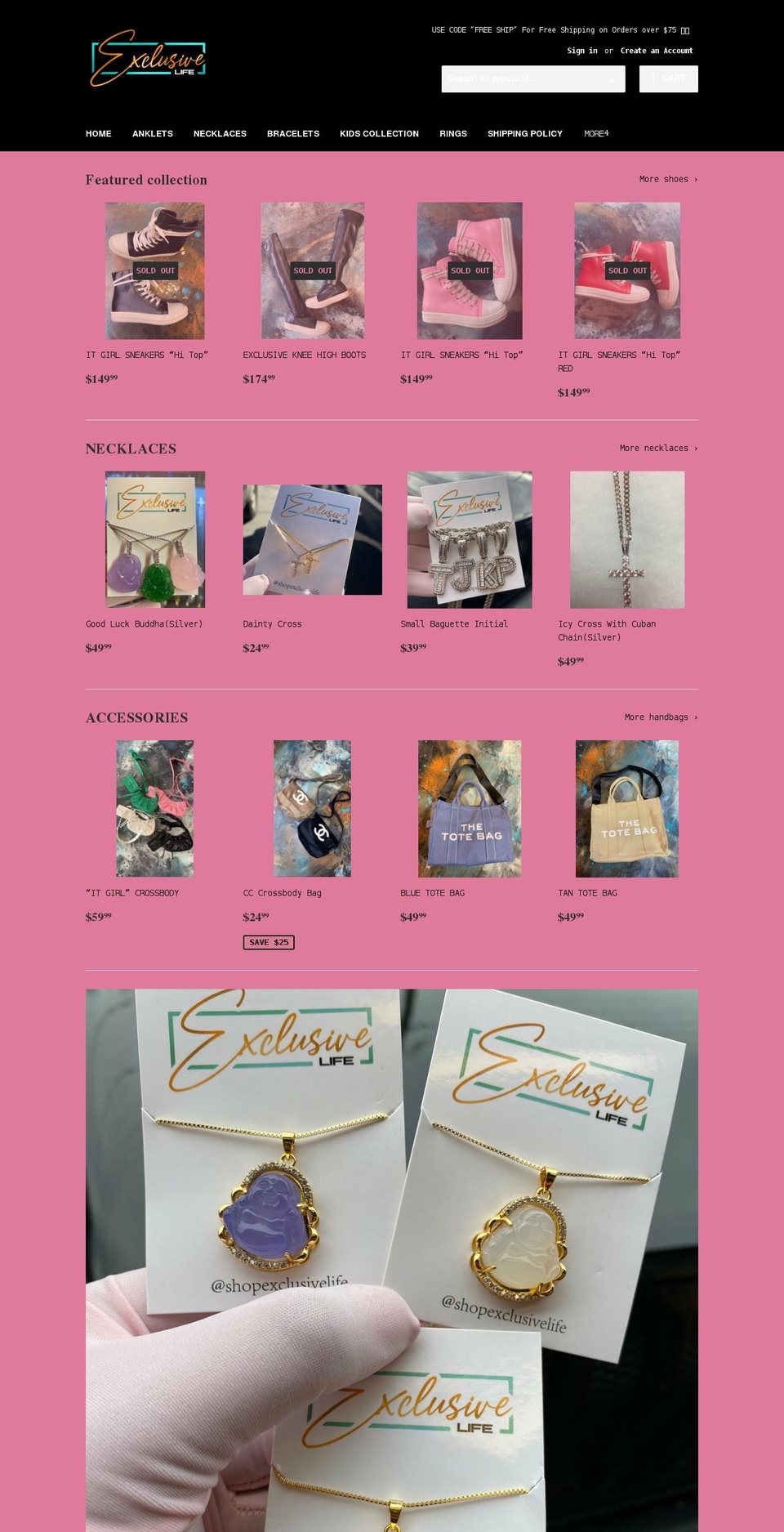 shopexclusivelife.com shopify website screenshot