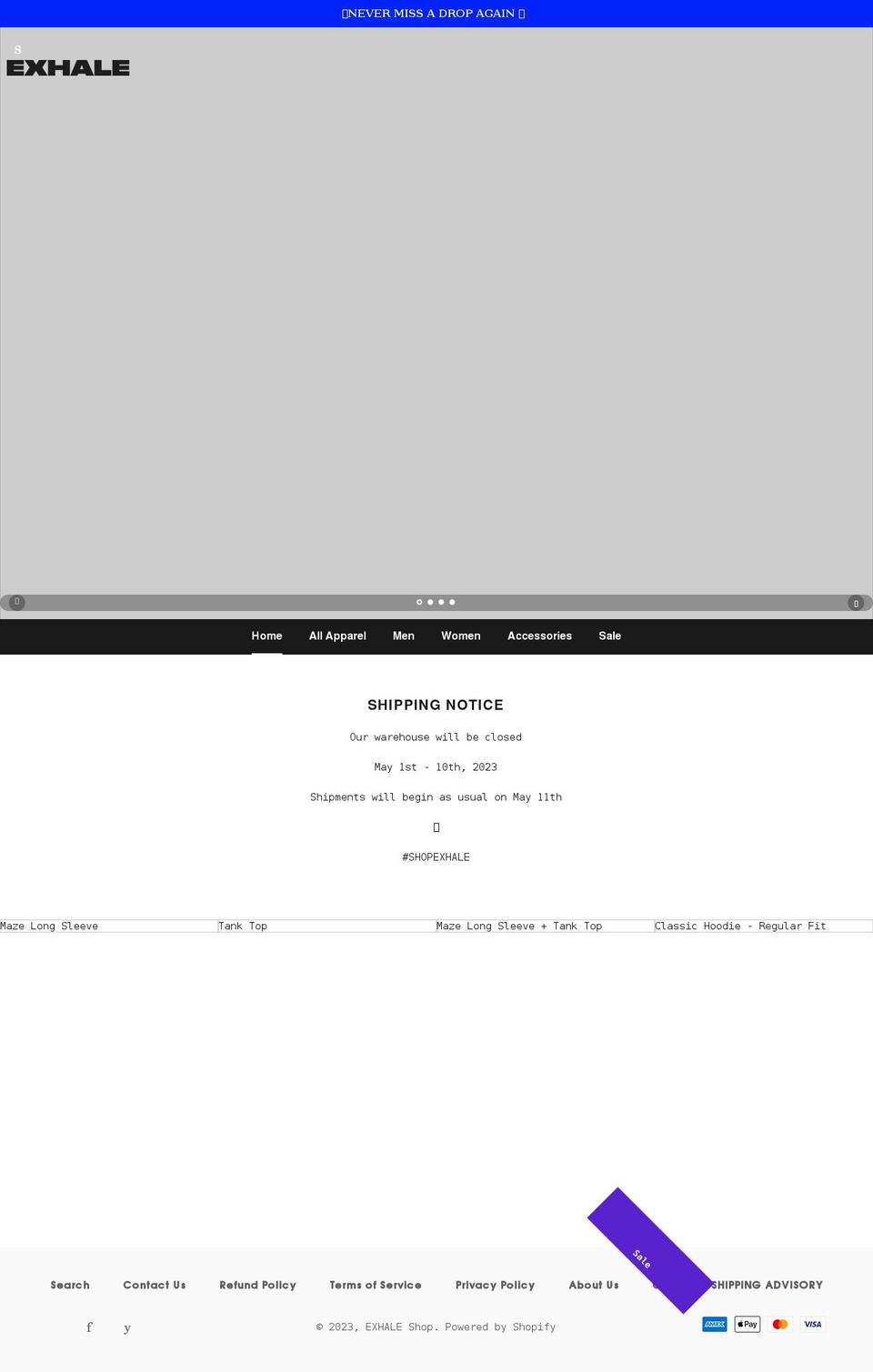 shopexhale.net shopify website screenshot