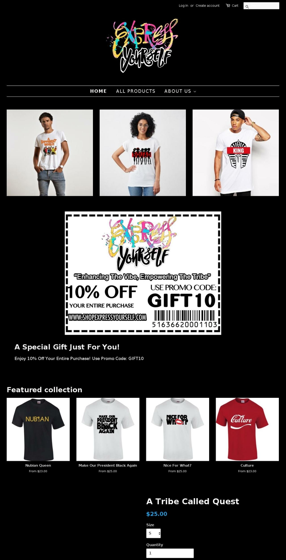 shopexpressyourself.com — Shopify storefront screenshot
