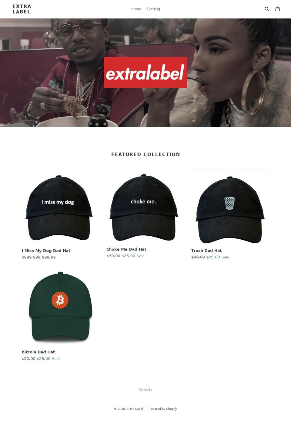 shopextralabel.com shopify website screenshot