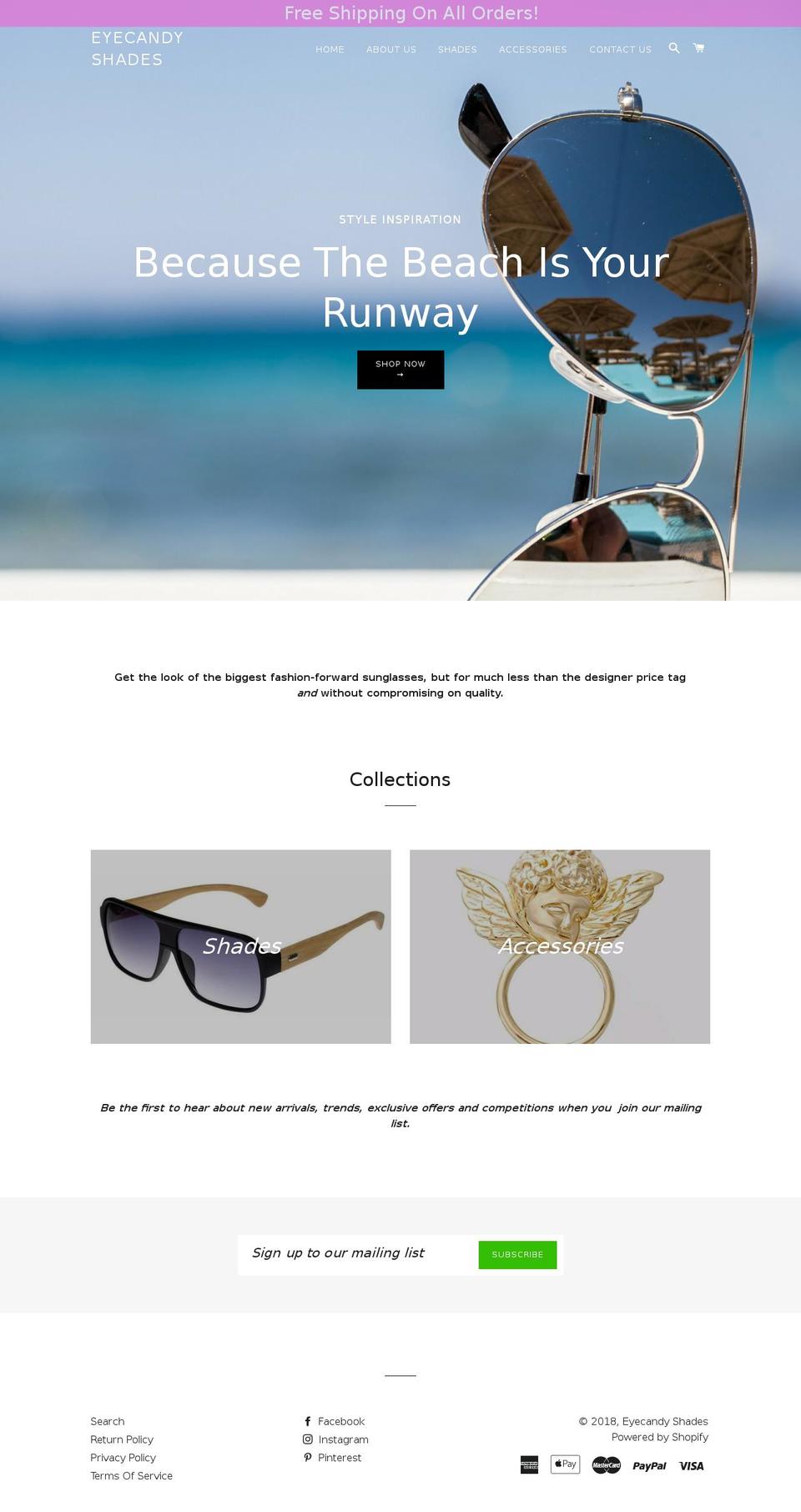 shopeyecandyshades.com — Shopify storefront screenshot