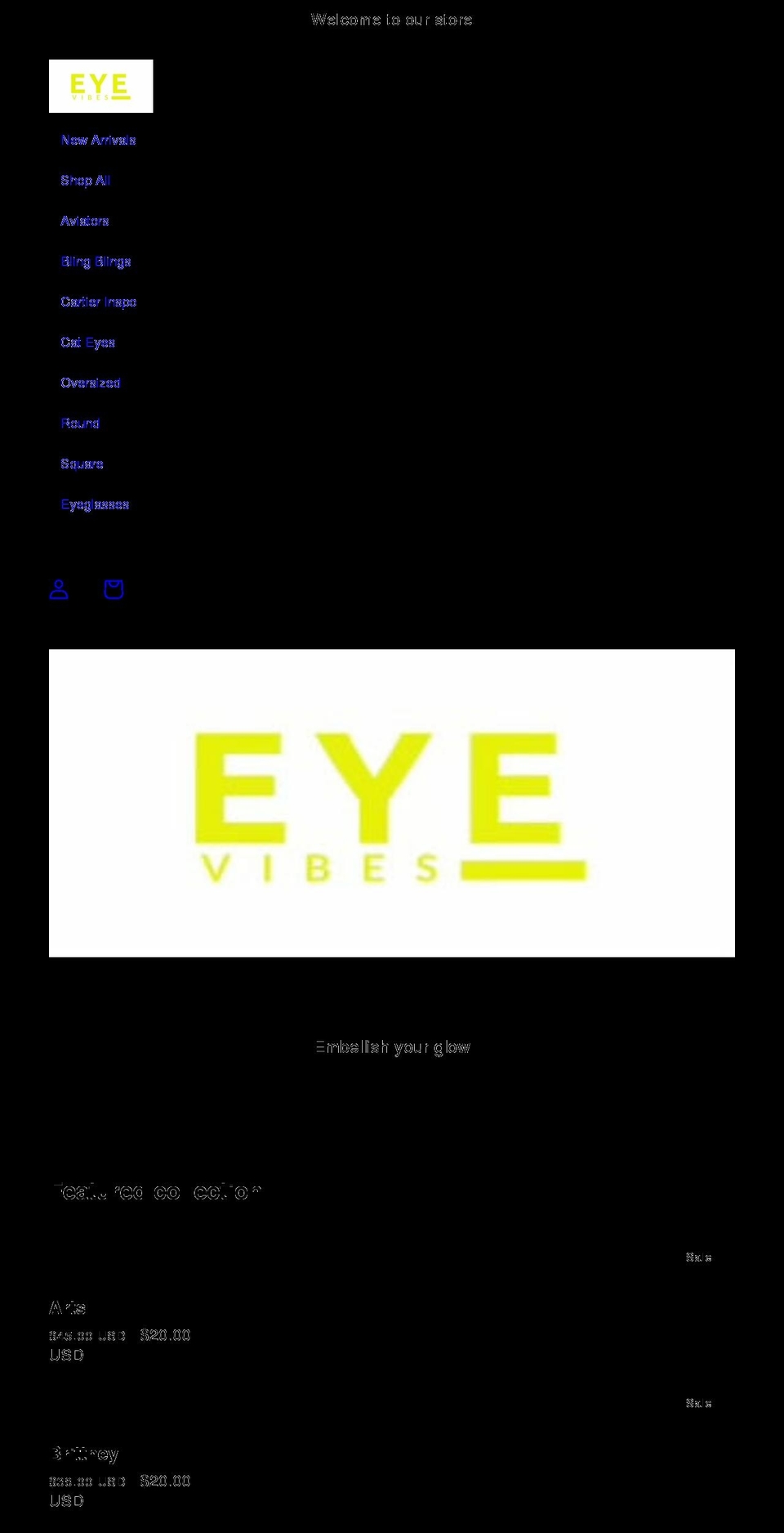shopeyevibes.com shopify website screenshot