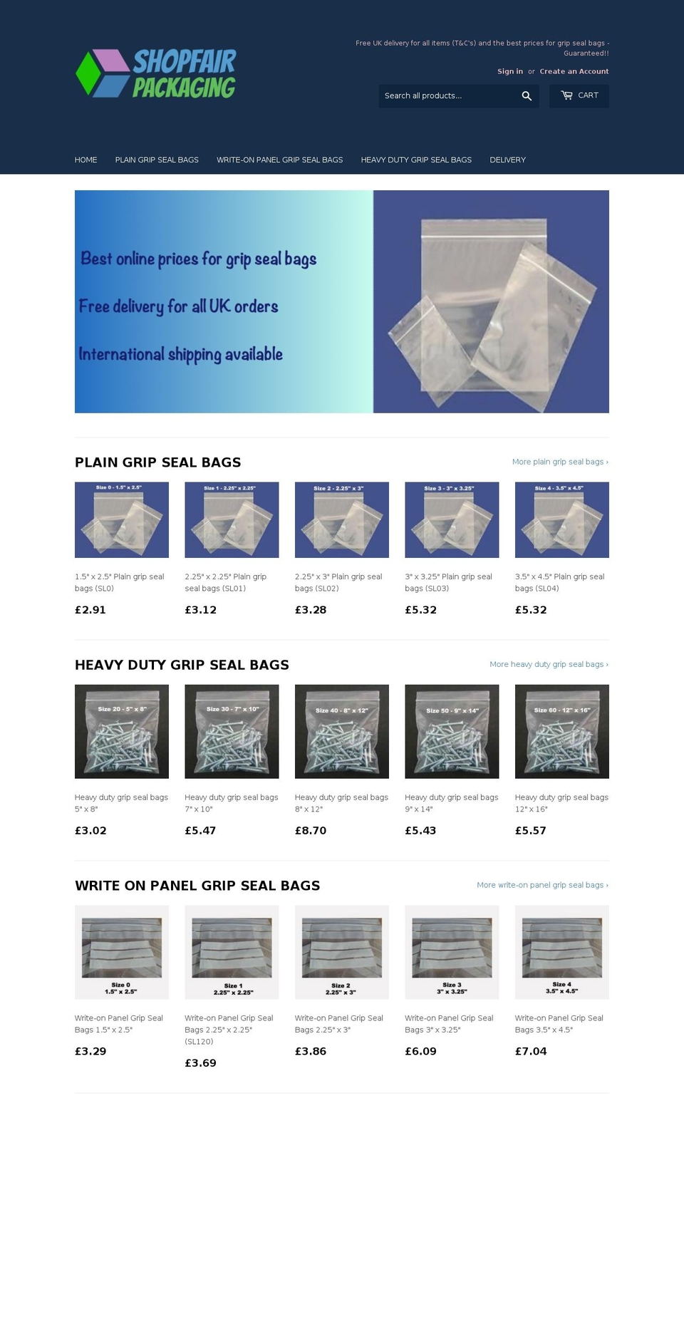 shopfairpackaging.co.uk shopify website screenshot