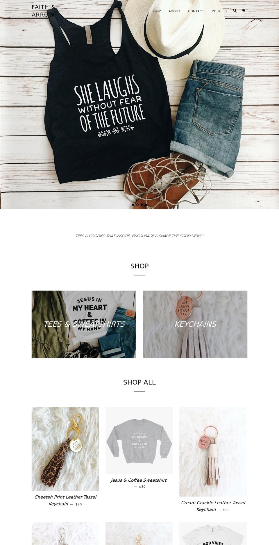 shopfaithandarrow.com — Shopify storefront screenshot