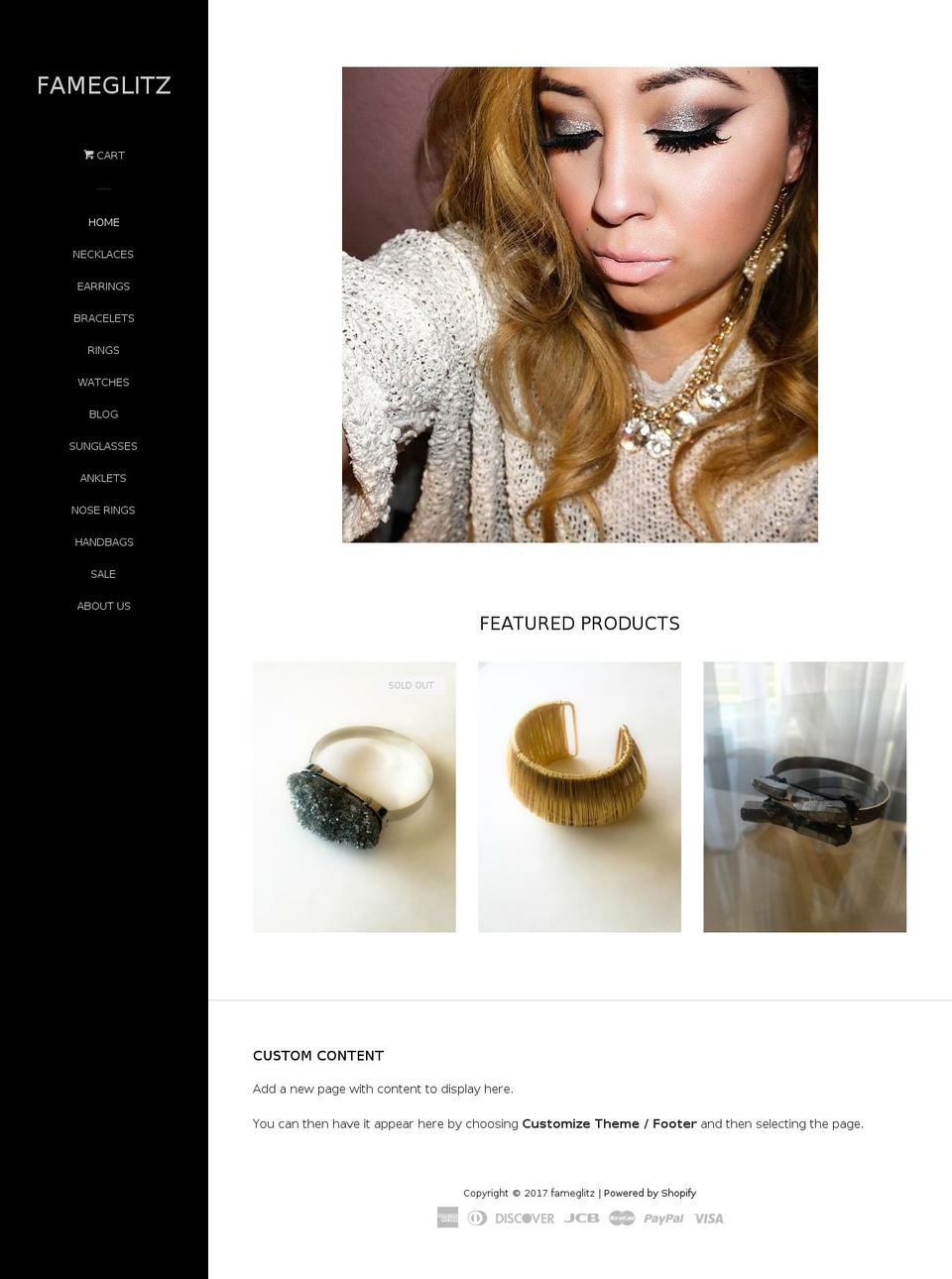 shopfameglitz.com shopify website screenshot