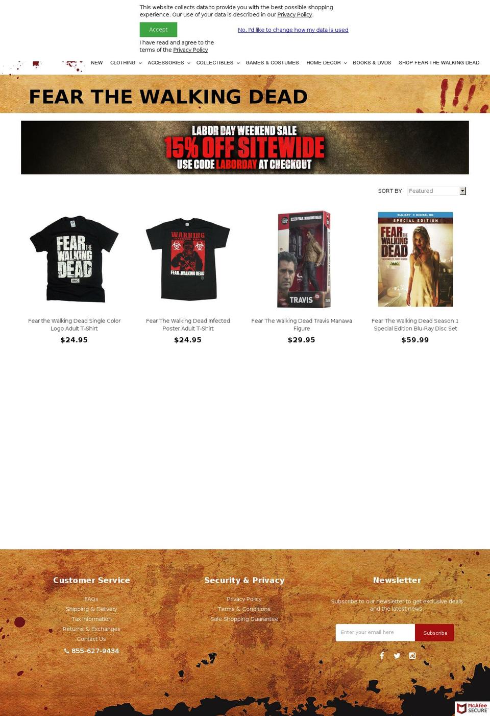 shopfearthewalkingdead.com — Shopify storefront screenshot