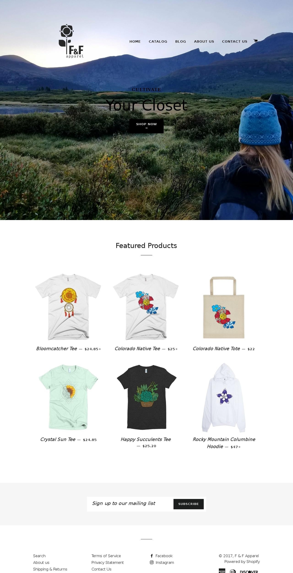 shopffapparel.com shopify website screenshot
