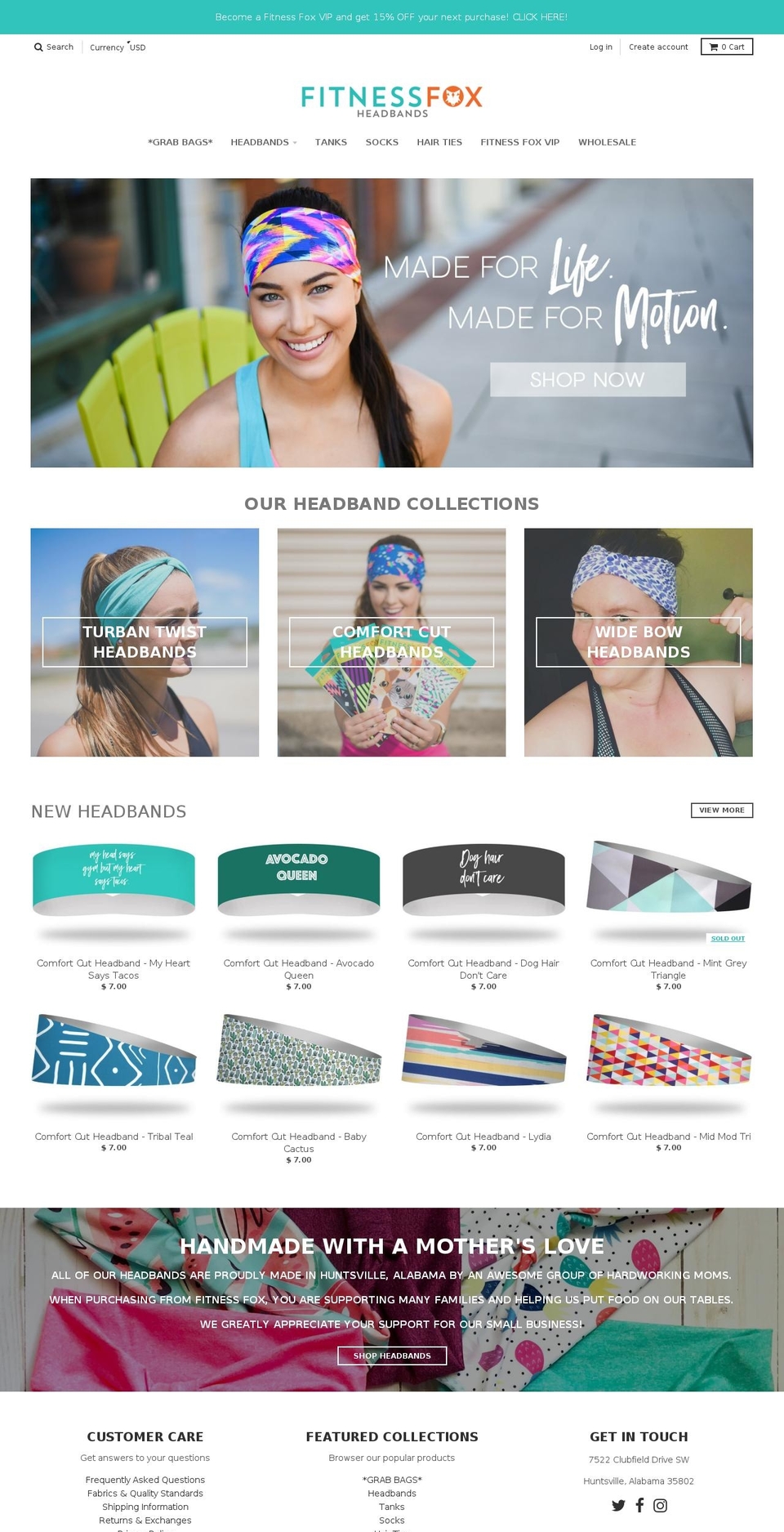 shopfitnessheadbands.com shopify website screenshot