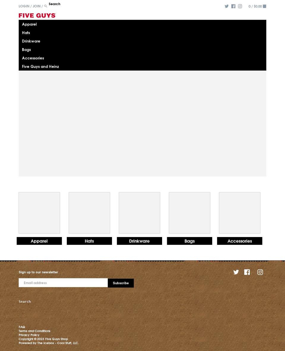 shopfiveguys.com shopify website screenshot
