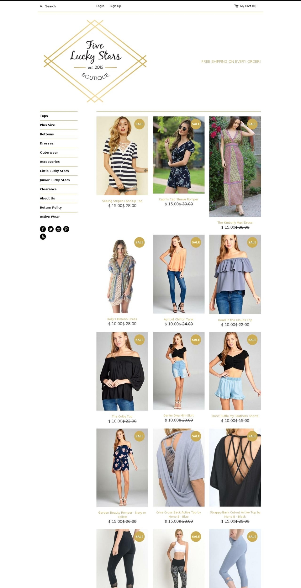 shopfiveluckystars.com — Shopify storefront screenshot