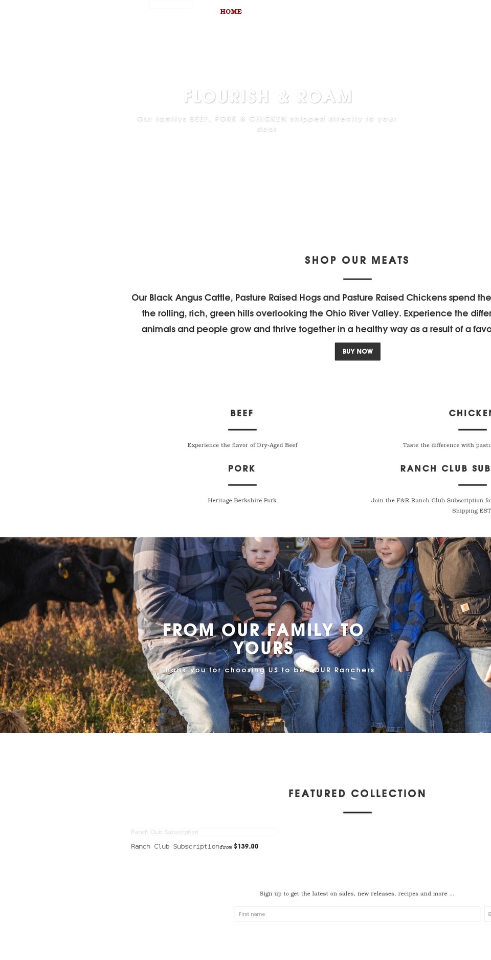 shopflourishandroam.com shopify website screenshot