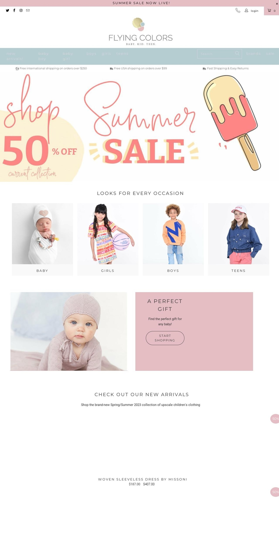 shopflyingcolors.com — Shopify storefront screenshot