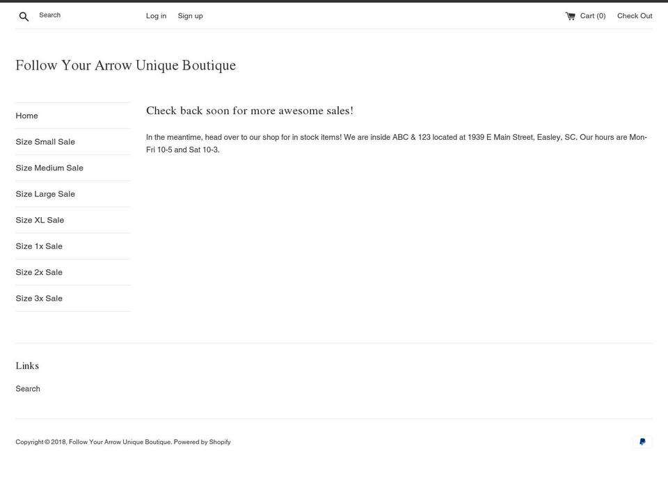shopfollowyourarrow.com shopify website screenshot
