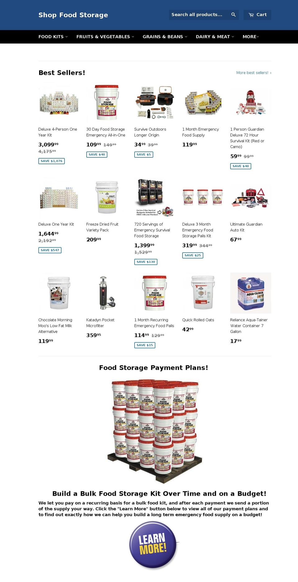 shopfoodstorage.com shopify website screenshot