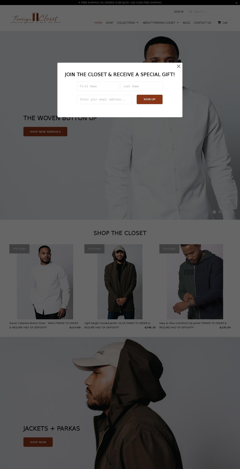 shopforeigncloset.com — Shopify storefront screenshot