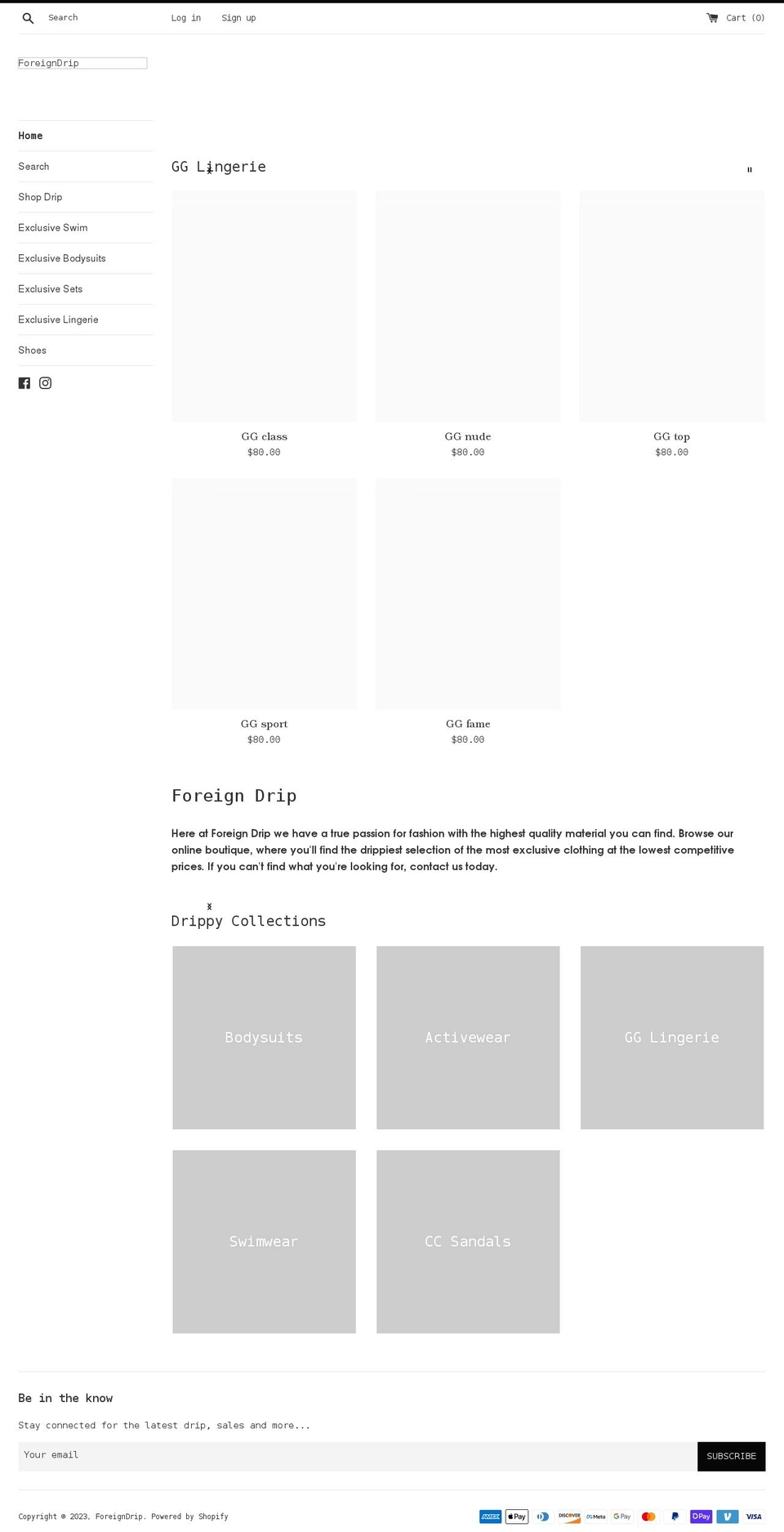 shopforeigndrip.com shopify website screenshot