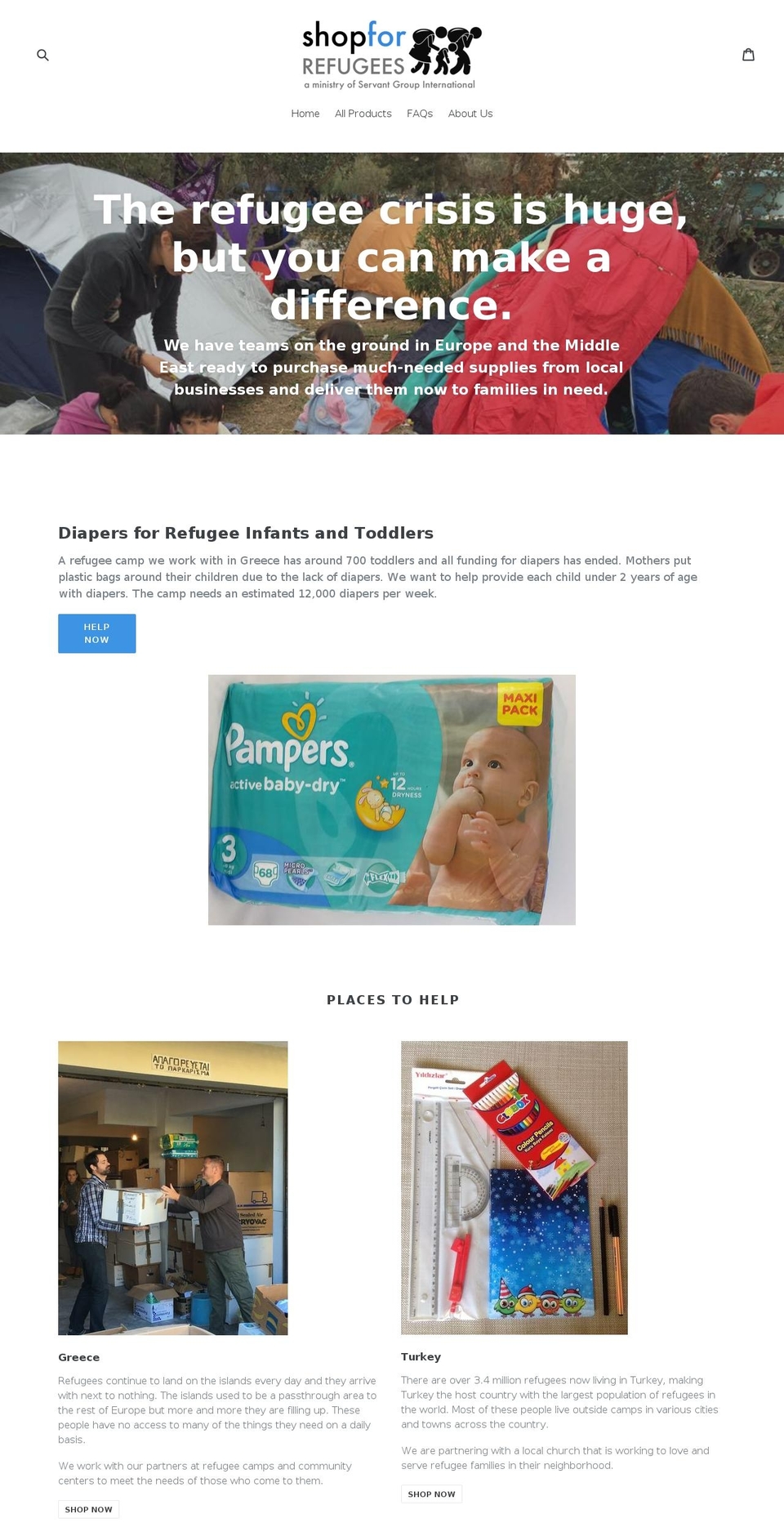 shopforrefugees.com — Shopify storefront screenshot
