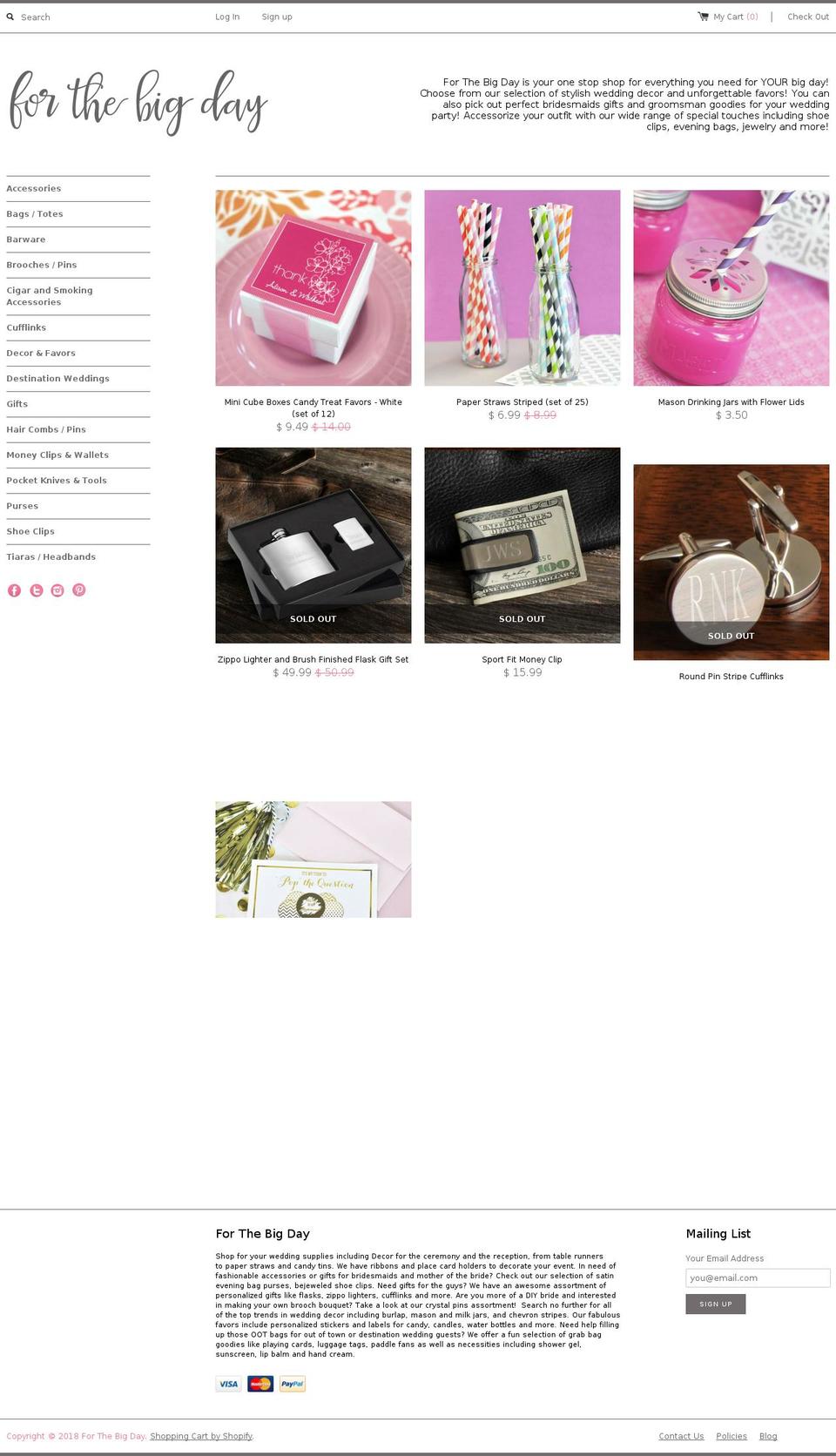 shopforthebigday.com — Shopify storefront screenshot
