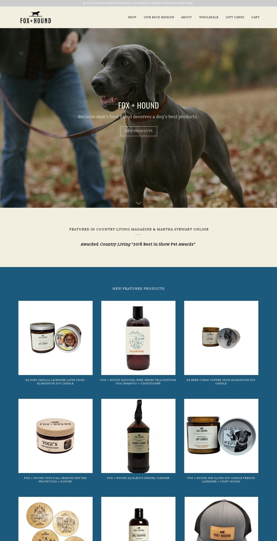 shopfoxandhound.com shopify website screenshot