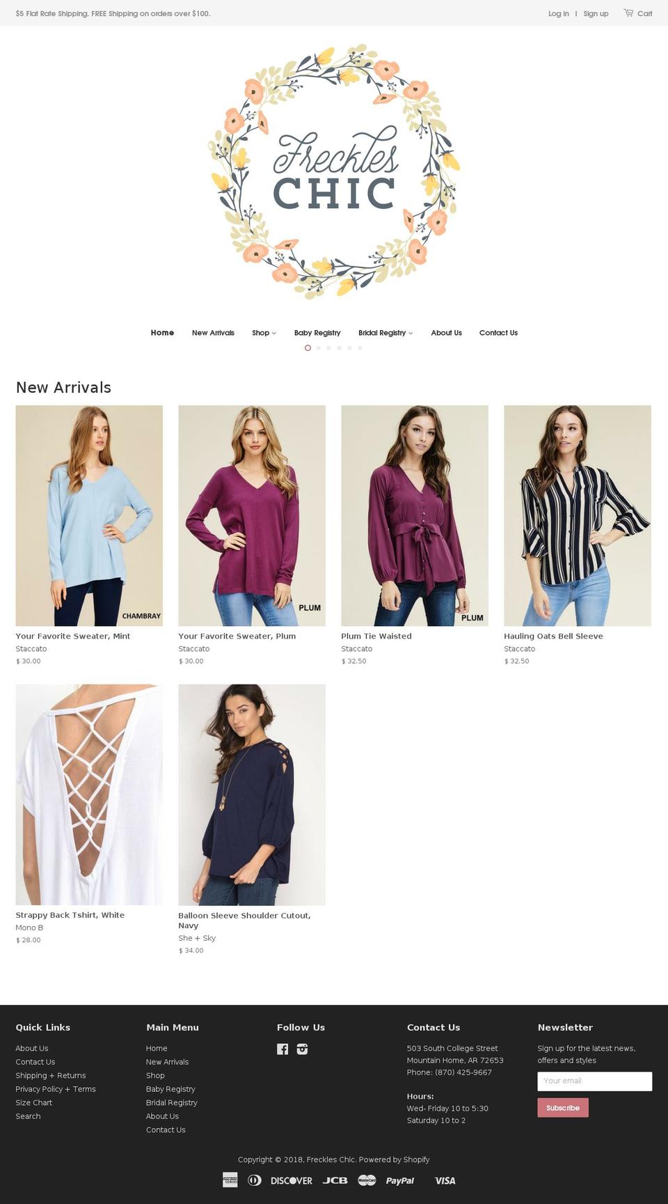 shopfreckleschic.com shopify website screenshot