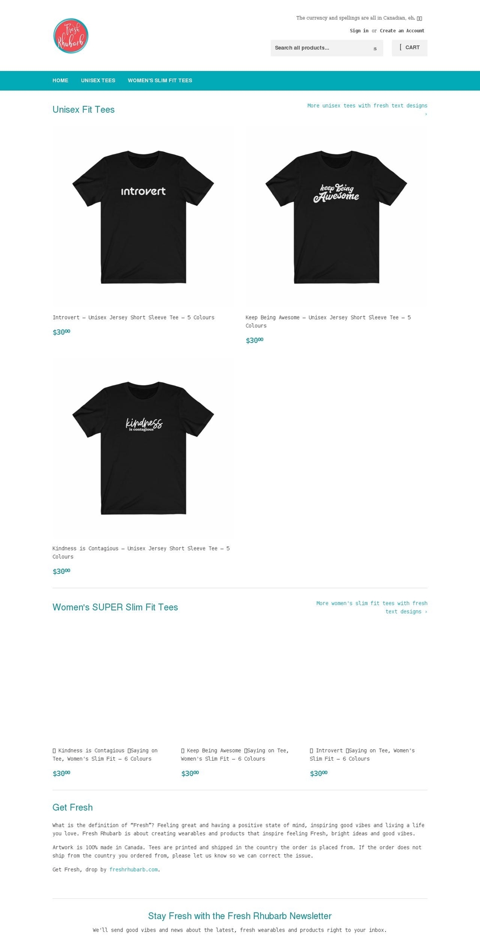 shopfreshrhubarb.com shopify website screenshot