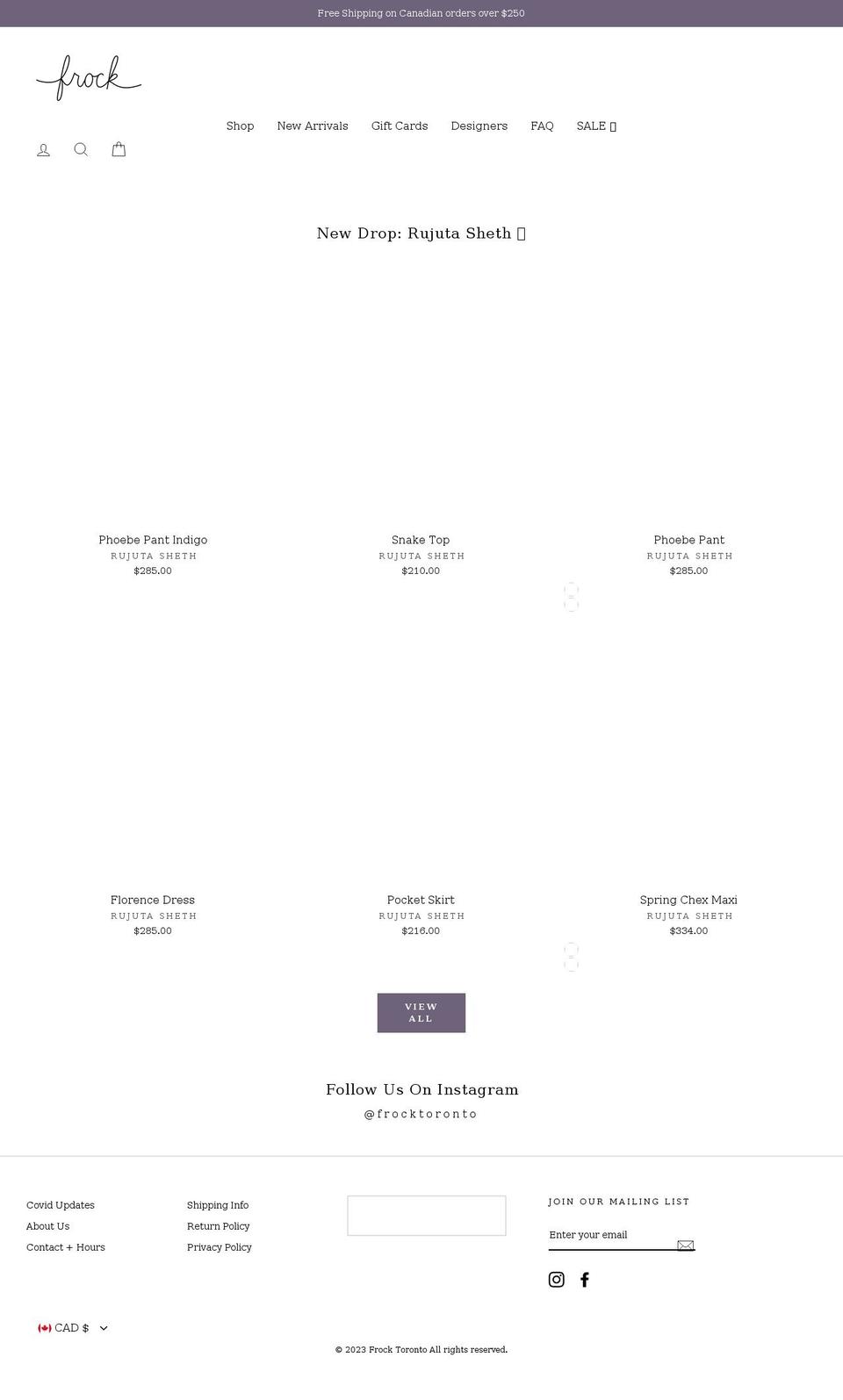 shopfrock.ca shopify website screenshot