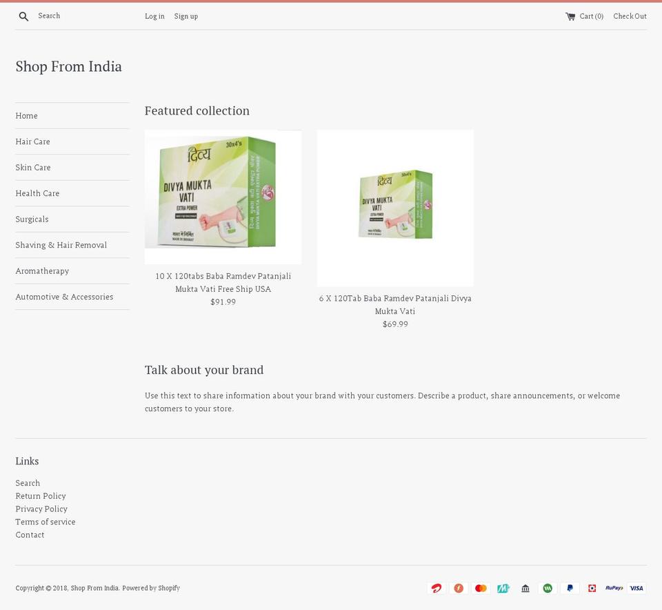 shopfromindia.com — Shopify storefront screenshot