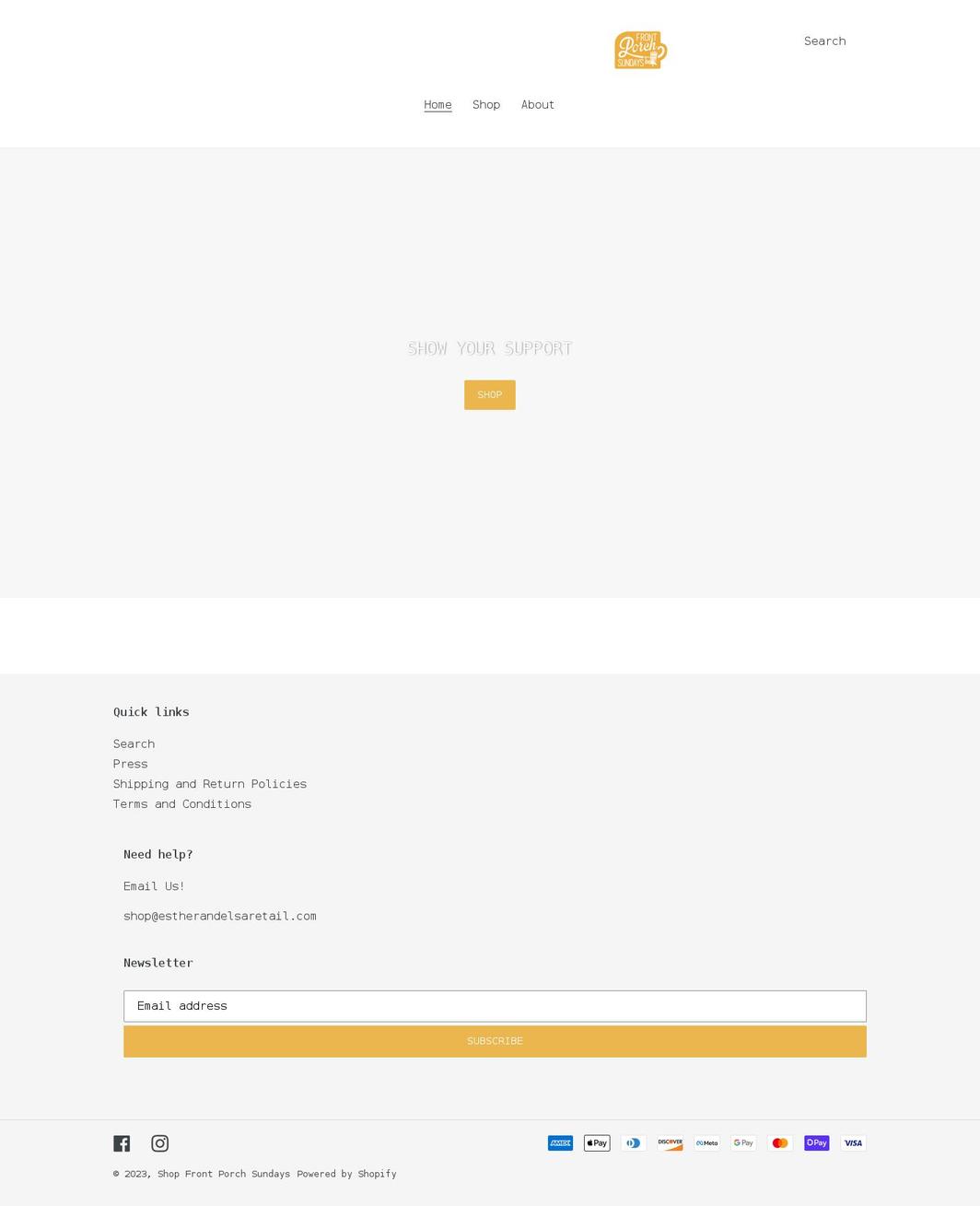 shopfrontporchsundays.com shopify website screenshot