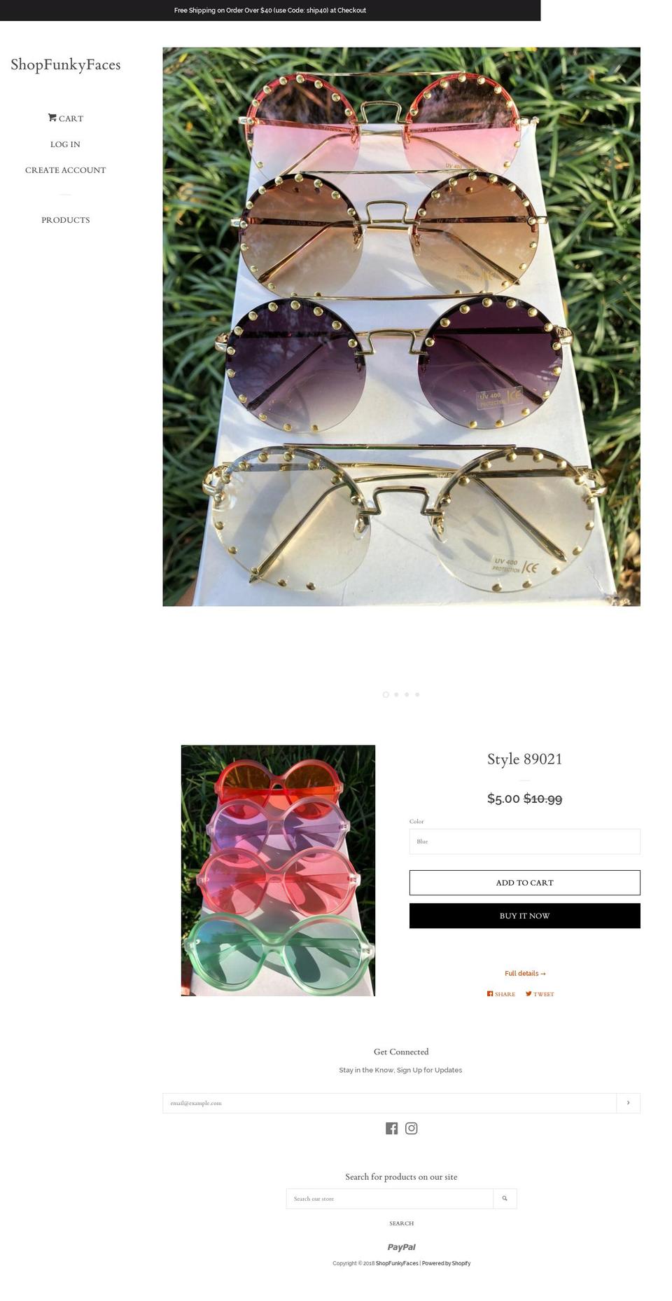 shopfunkyfaces.com — Shopify storefront screenshot
