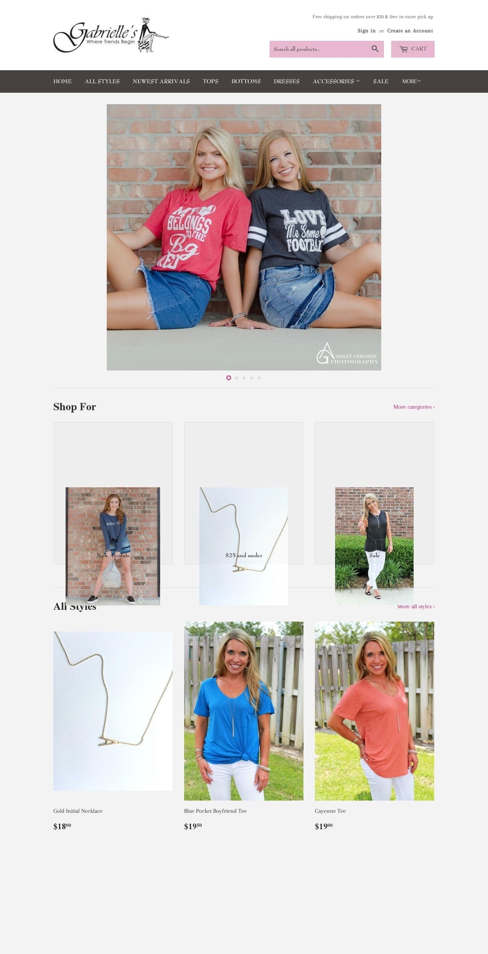shopgabrielles.com — Shopify storefront screenshot